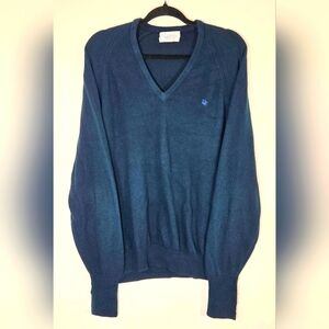VINTAGE DIOR V NECK NAVY SWEATER.